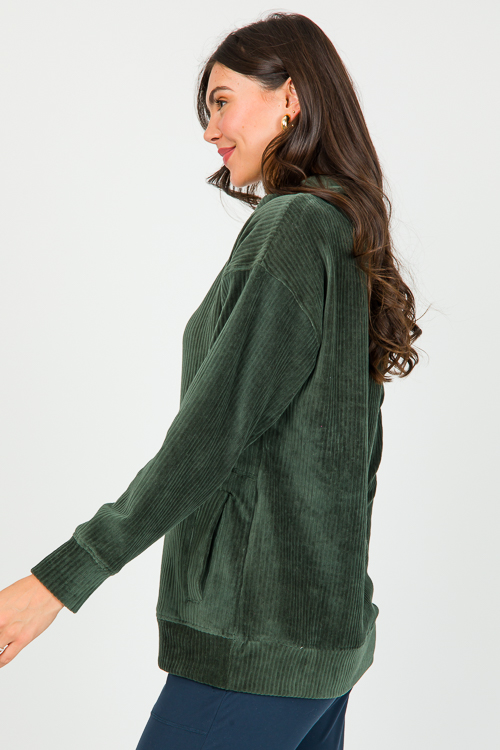 Velvet Pocket Pullover, Deep Forest