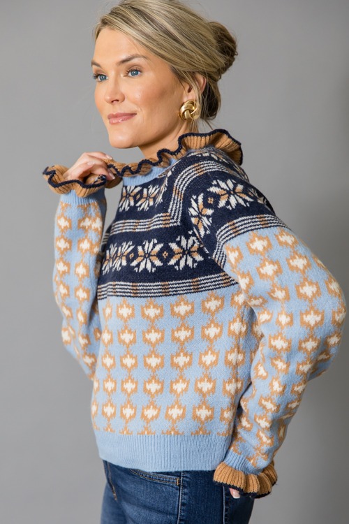 Rosie Ruffle Trim Sweater, Blue - 1215-7.jpg