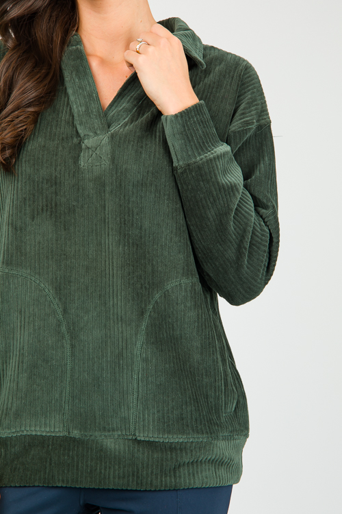 Velvet Pocket Pullover, Deep Forest