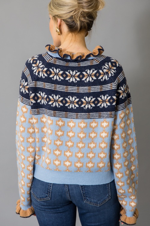 Rosie Ruffle Trim Sweater, Blue - 1215-8.jpg