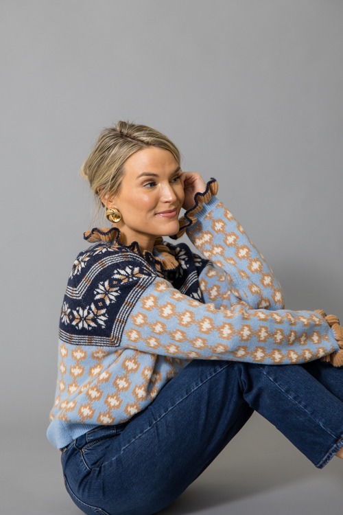 Rosie Ruffle Trim Sweater, Blue - 1215-9.jpg