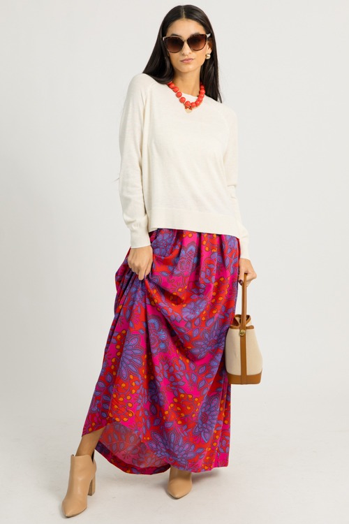 Floral Pleated Maxi Skirt, Fuchsia - 1216-124.jpg