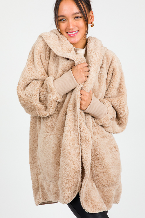 Cozy Up Hooded Jacket, Taupe