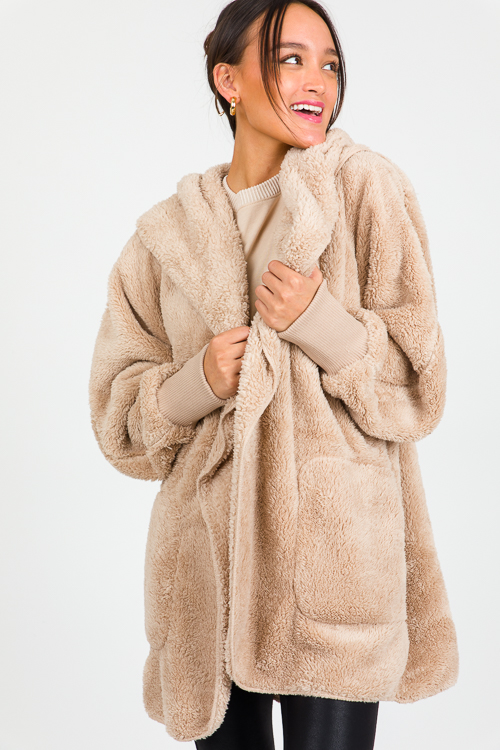 Cozy Up Hooded Jacket, Taupe