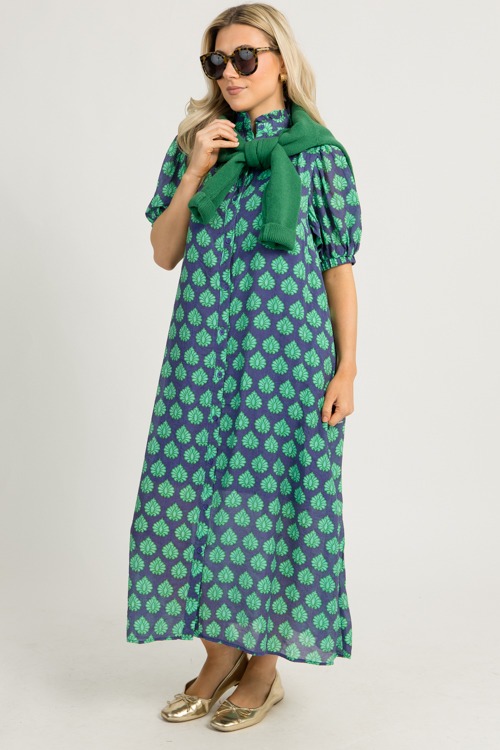 Printed Button Down Midi, Navy - 1216-135.jpg