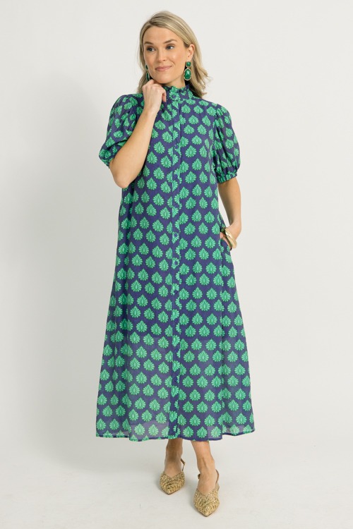 Printed Button Down Midi, Navy - 1216-136.jpg