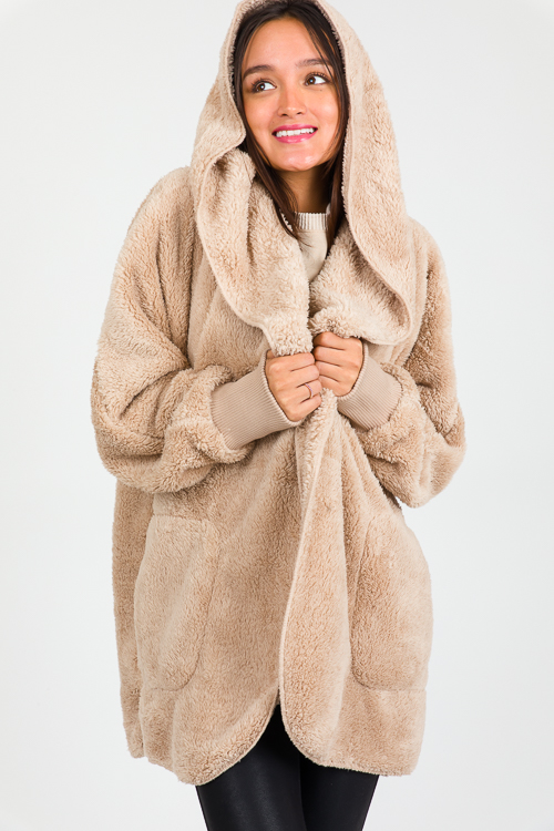 Cozy Up Hooded Jacket, Taupe