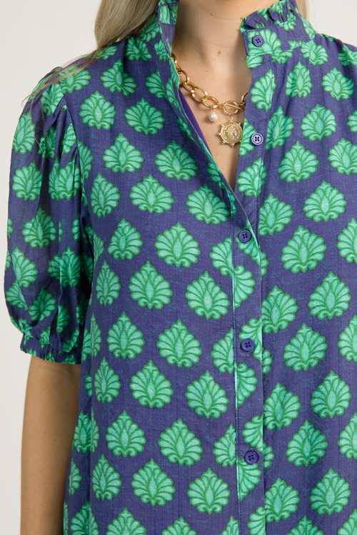 Printed Button Down Midi, Navy - 1216-139.jpg