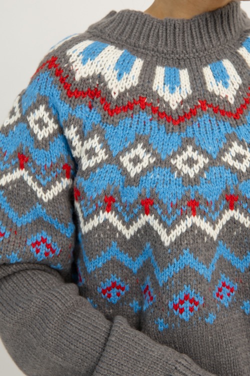 Addy Knit Jacquard Sweater, Grey - 1216-14.jpg