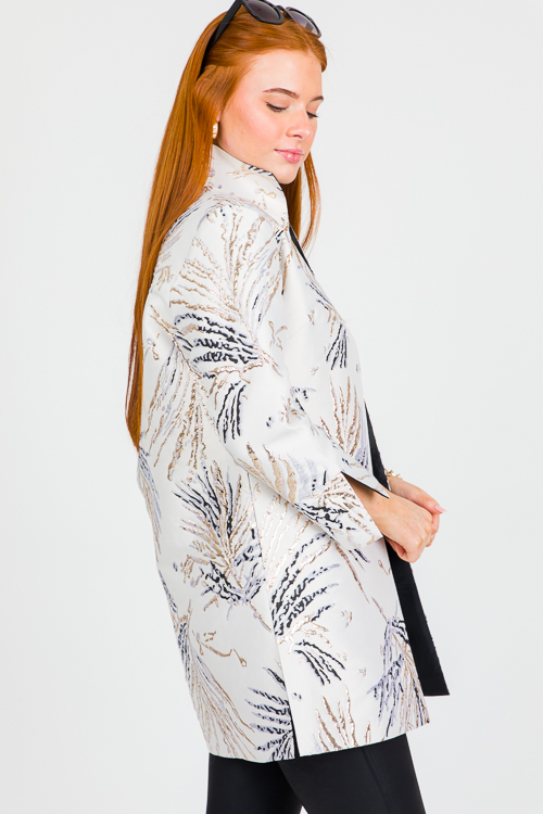 Metallic Leaf Jacket, Ivory