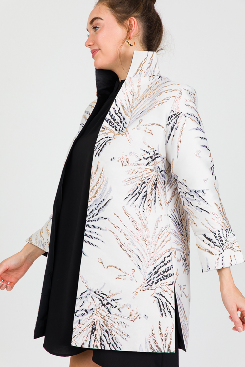Metallic Leaf Jacket, Ivory