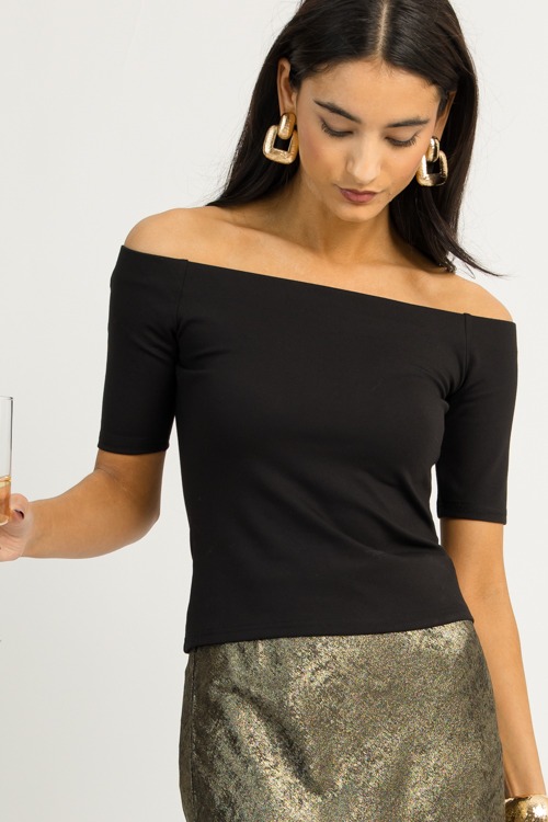 Off Shoulder Fitted Top, Black - 1216-36p.jpg