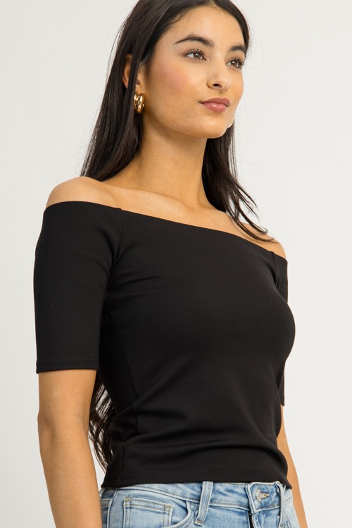 Off Shoulder Fitted Top, Black - 1216-40.jpg