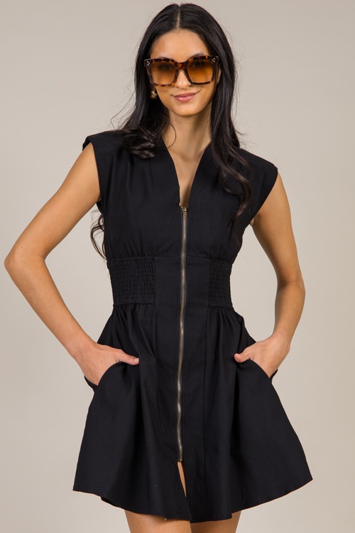 Zip Center Dress, Black