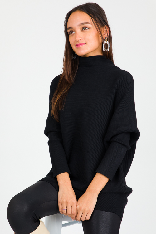 Dolman Mock Sweater, Black