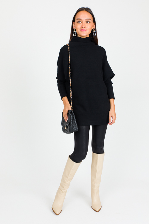 Dolman Mock Sweater, Black