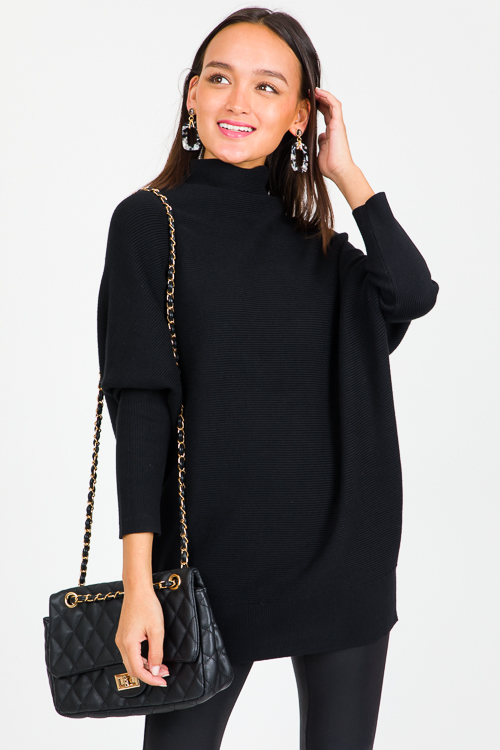 Dolman Mock Sweater, Black