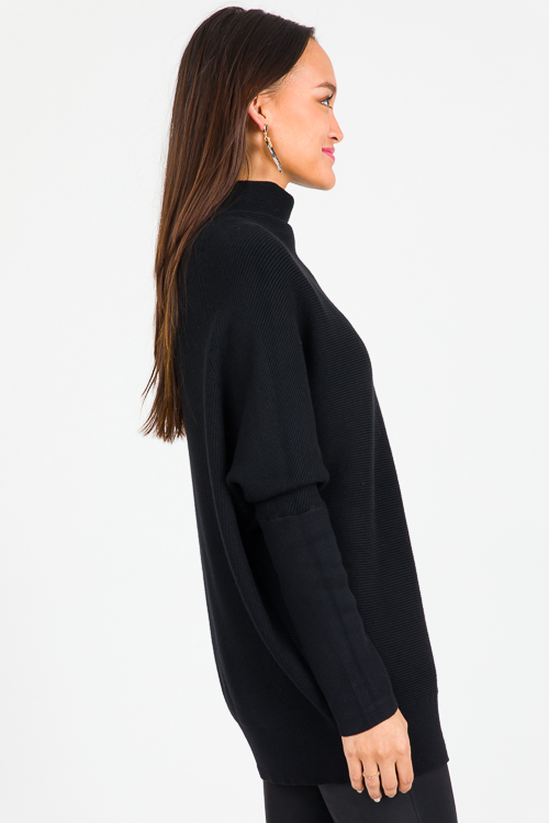 Dolman Mock Sweater, Black