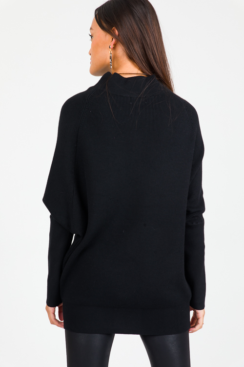 Dolman Mock Sweater, Black