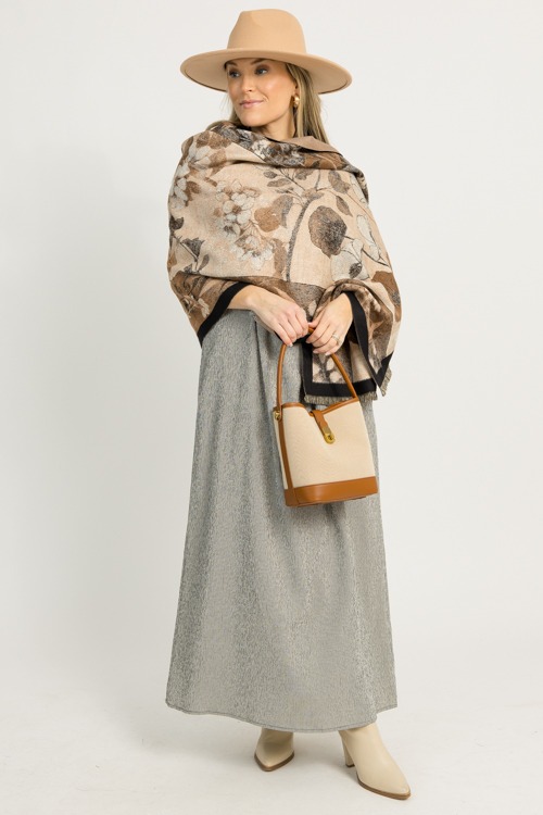 Vintage Floral Scarf, Khaki Beige - 1217-100.jpg