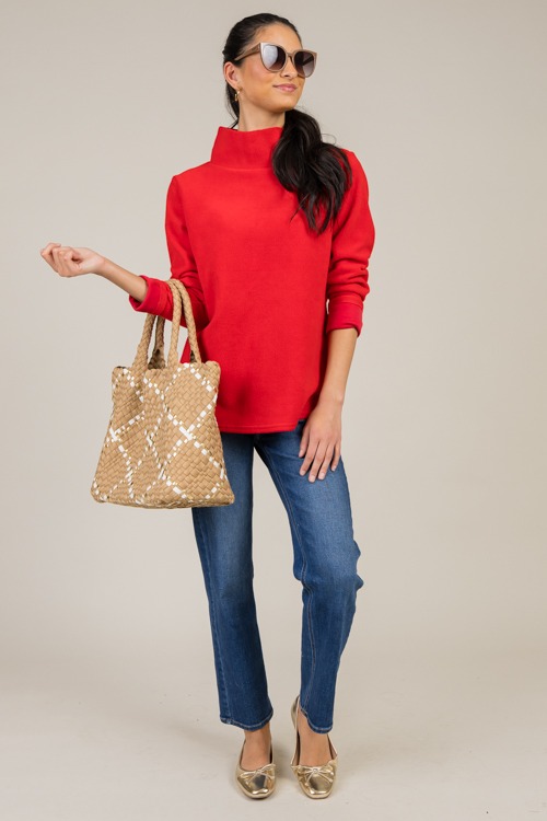 Fleece Mock Neck Pullover, Red - 1217-117.jpg