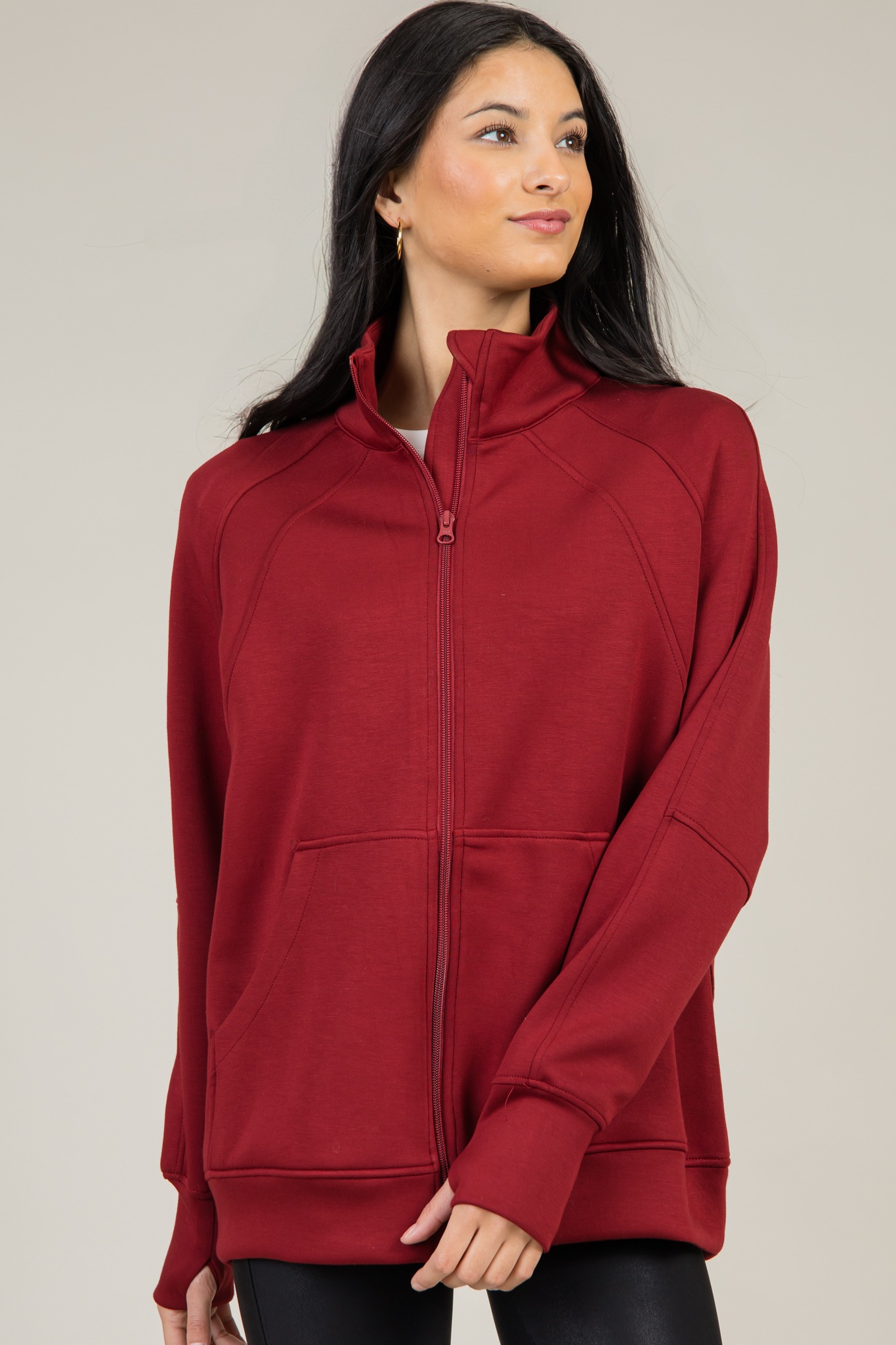 Creamy Soft Zip Tunic, Maroon - 1217-12.jpg