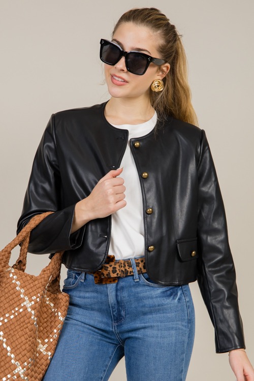 Shania Leather Jacket, Black