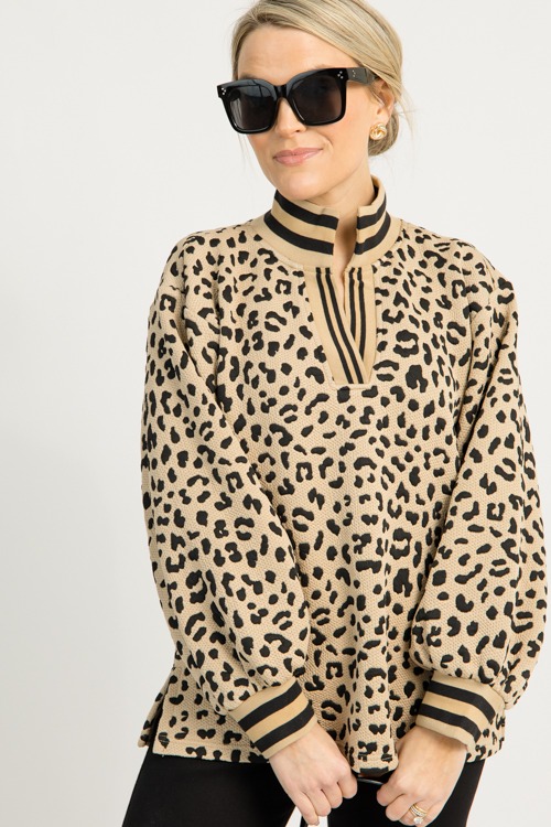 Striped Trim Texture Top, Leopa - 1217-174.jpg