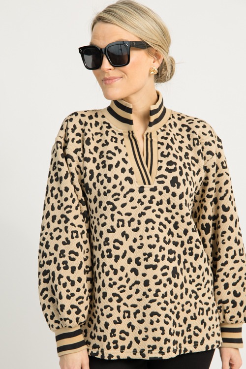 Striped Trim Texture Top, Leopa - 1217-175.jpg