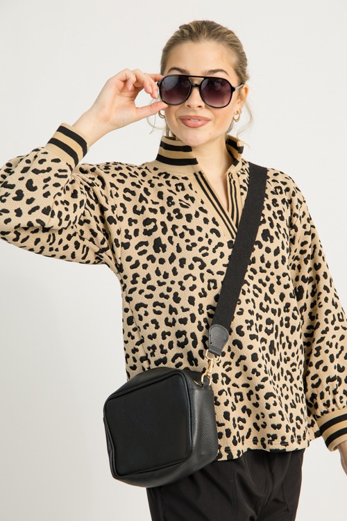 Striped Trim Texture Top, Leopa - 1217-177.jpg