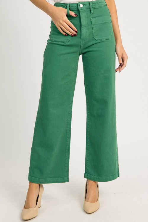 Patch Pocket Wide Leg Jeans,Grn - 1217-186p.jpg