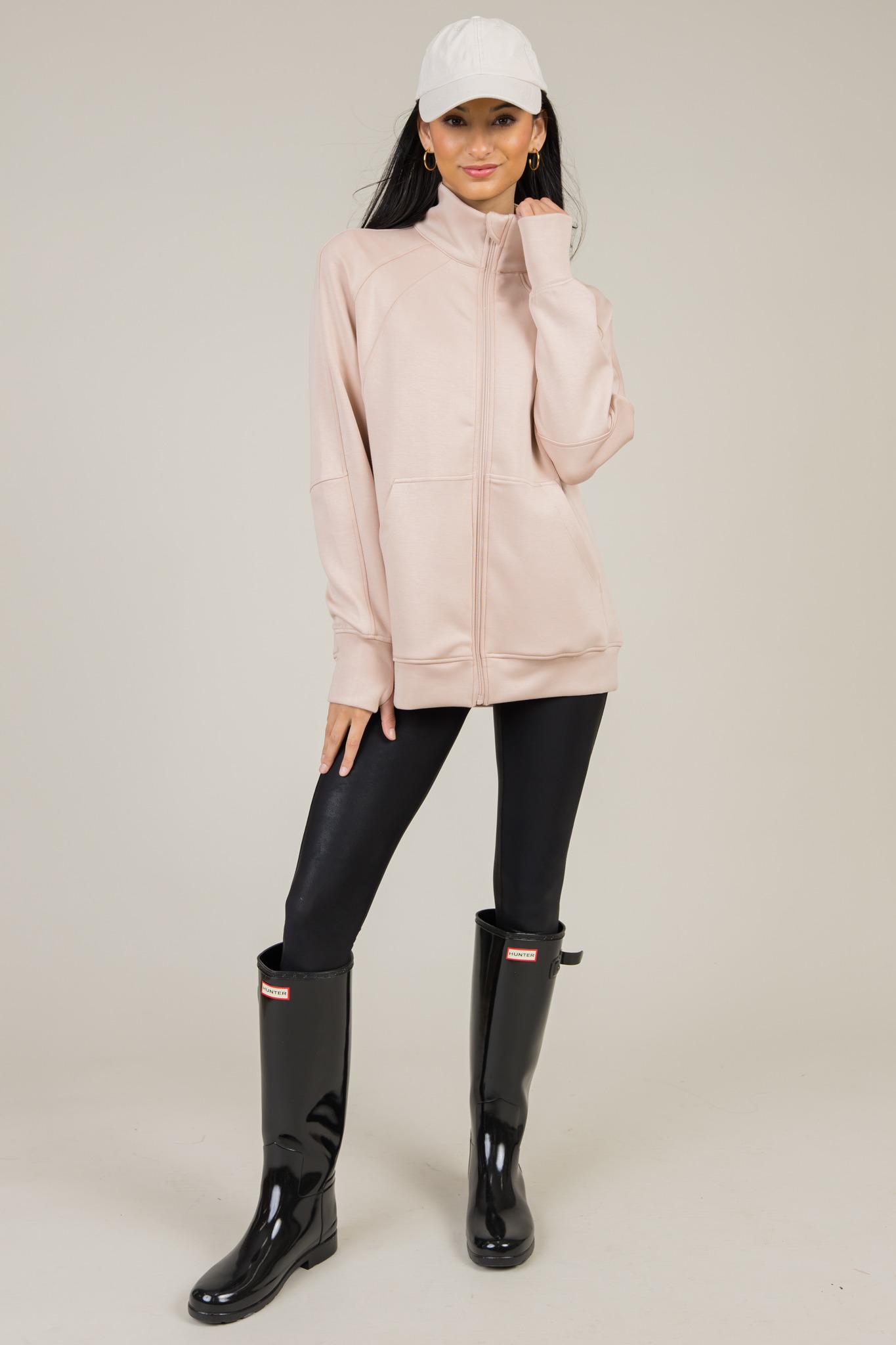 Creamy Soft Zip Tunic, Apricot