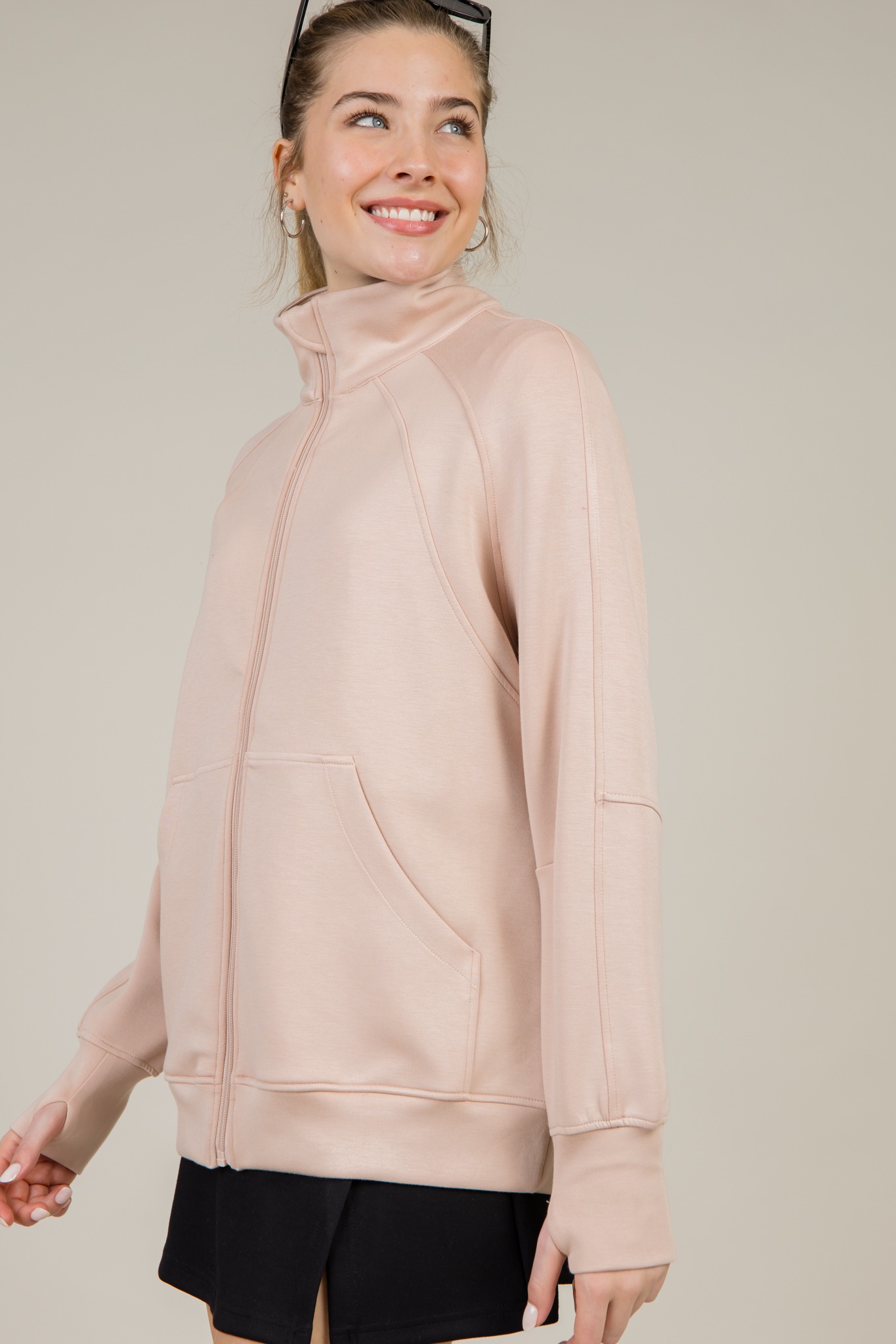 Creamy Soft Zip Tunic, Apricot - 1217-4.jpg