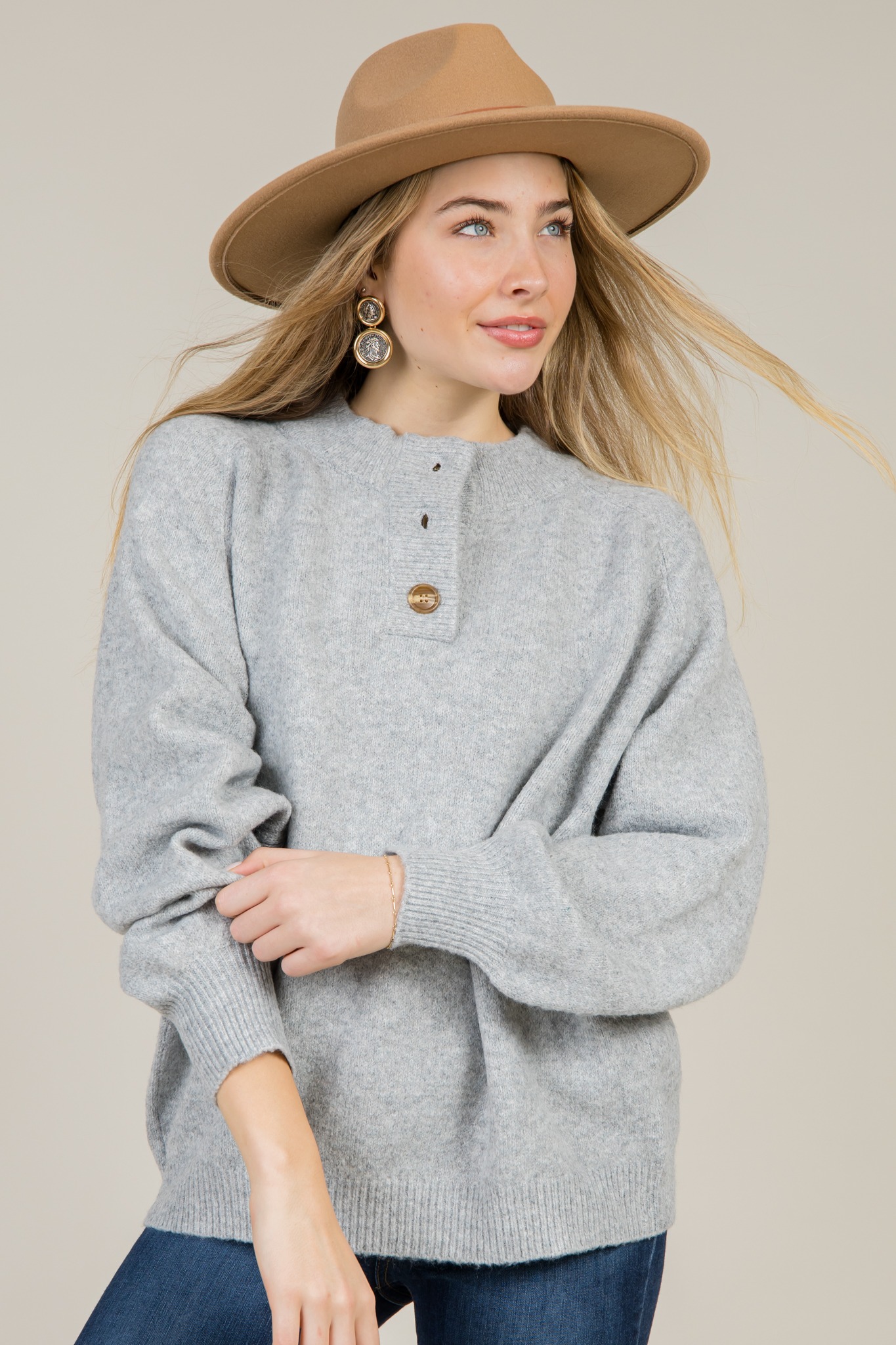 Bonnie Button Sweater, Grey - 1217-47.jpg