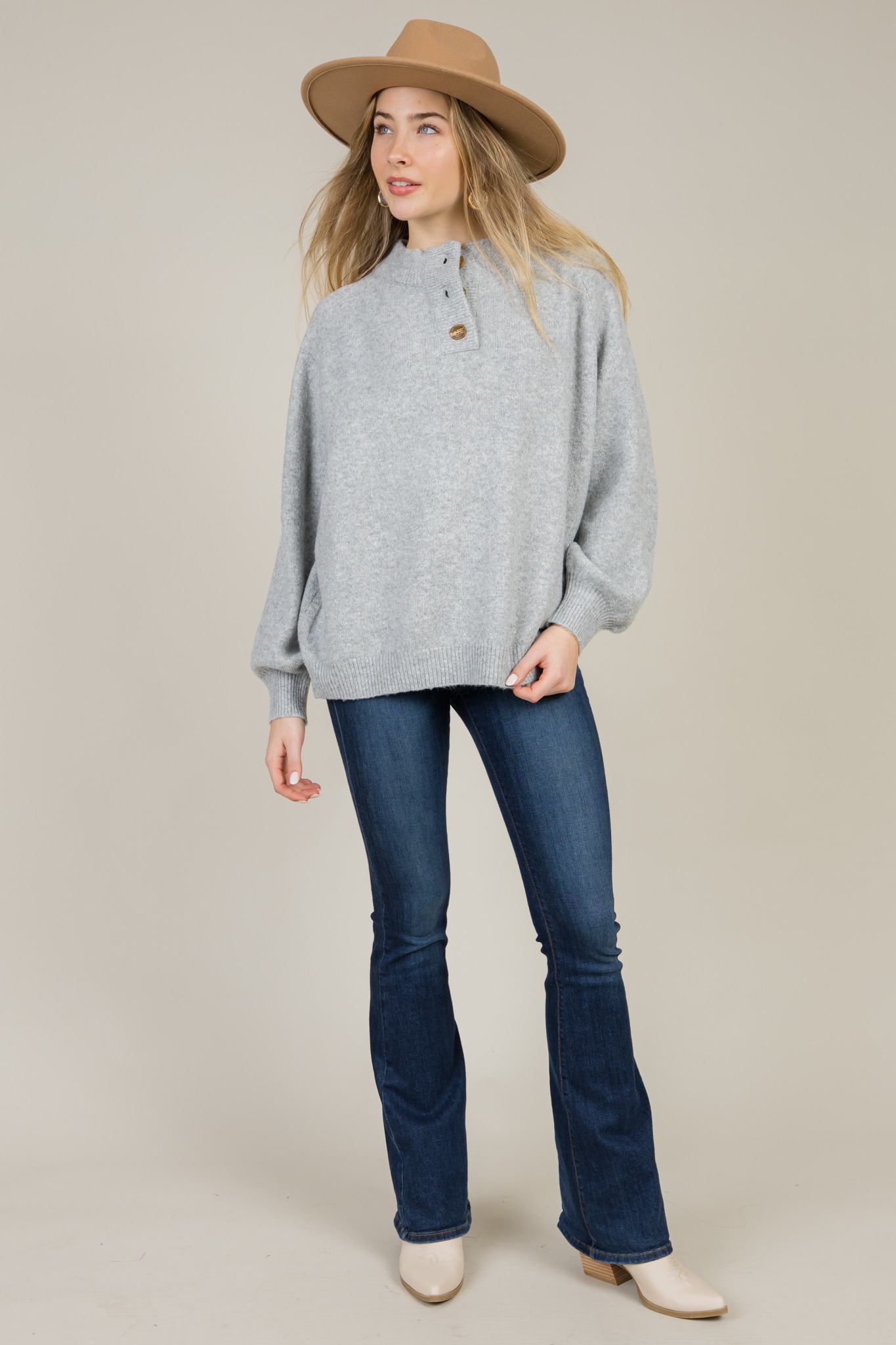 Bonnie Button Sweater, Grey - 1217-49.jpg