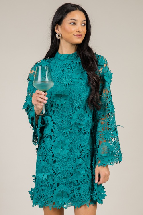 Floral Lace Dress, Teal Green - 1217-49h.jpg