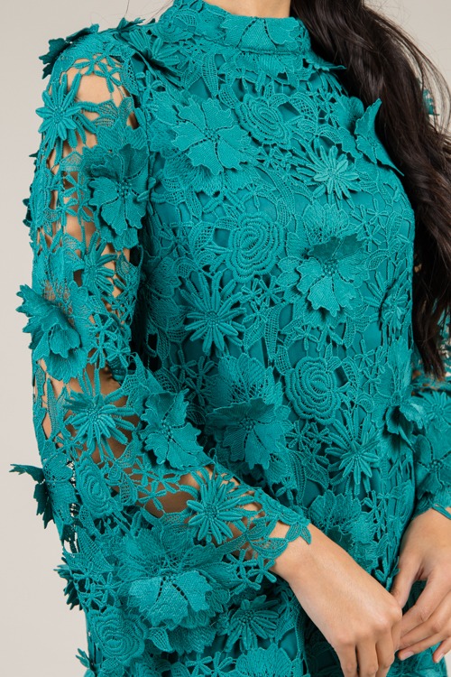 Floral Lace Dress, Teal Green - 1217-50.jpg