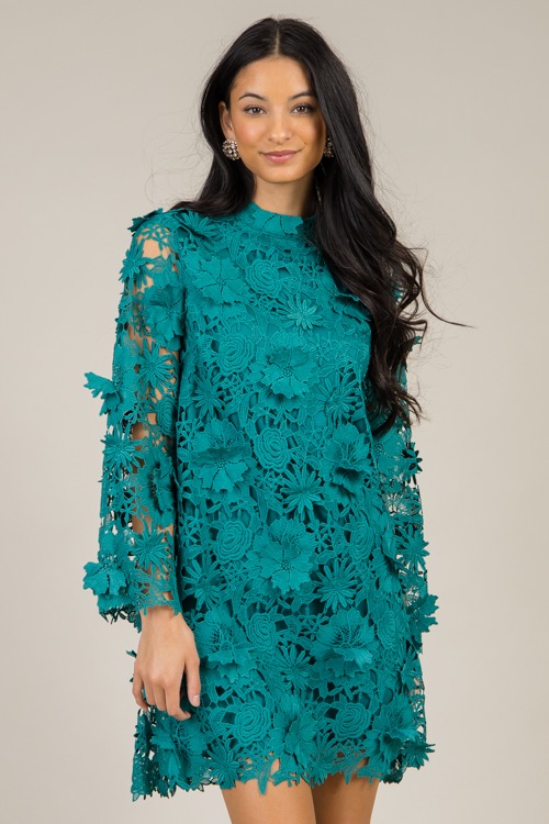 Floral Lace Dress, Teal Green - 1217-52.jpg