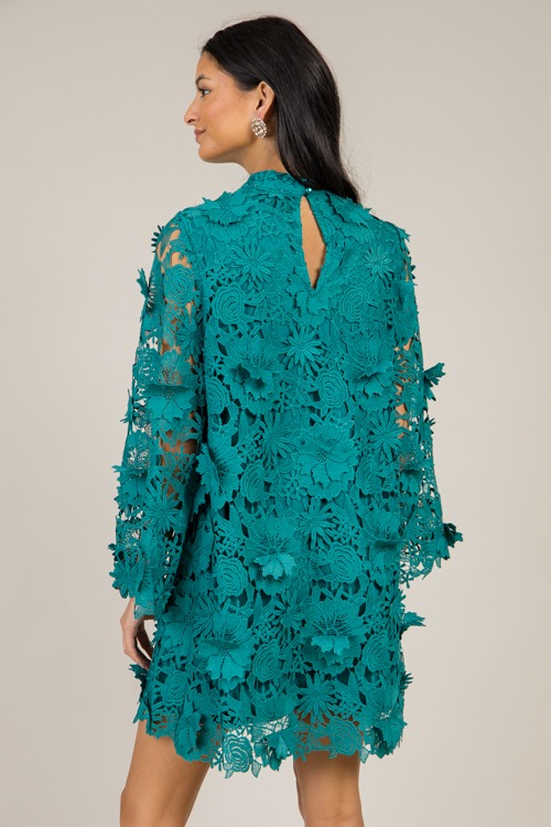 Floral Lace Dress, Teal Green - 1217-55.jpg