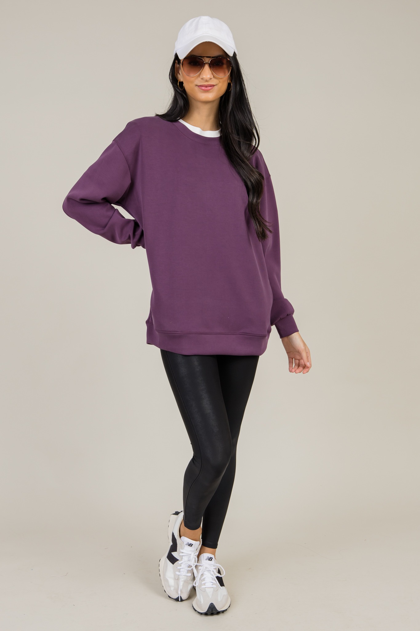 Oversized Creamy Crew Neck, Plum - 1217-58.jpg