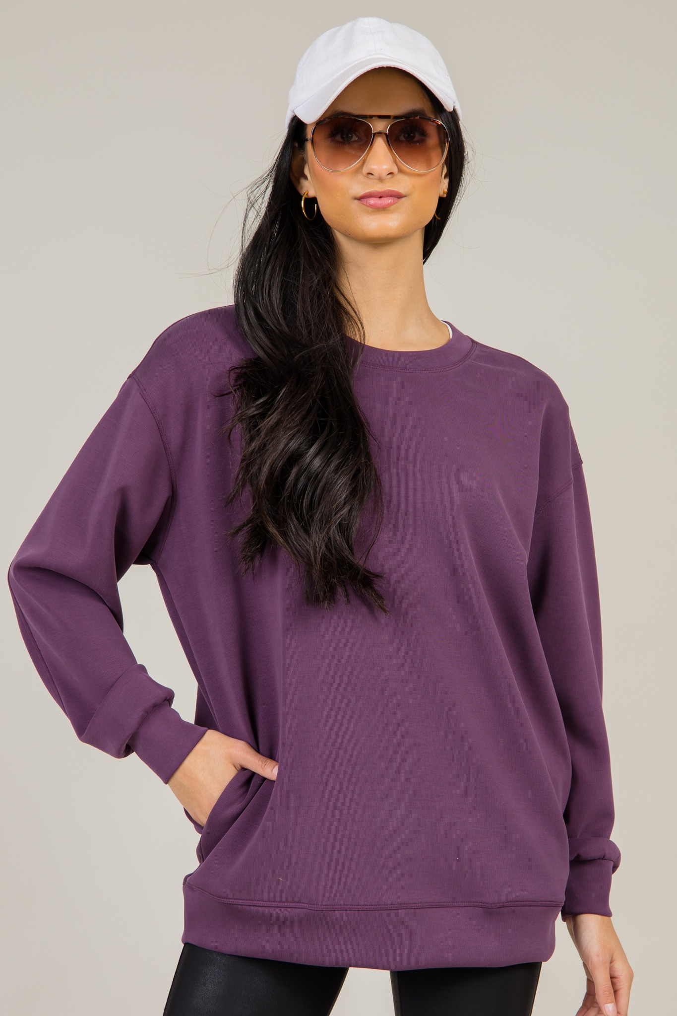 Oversized Creamy Crew Neck, Plum - 1217-59.jpg