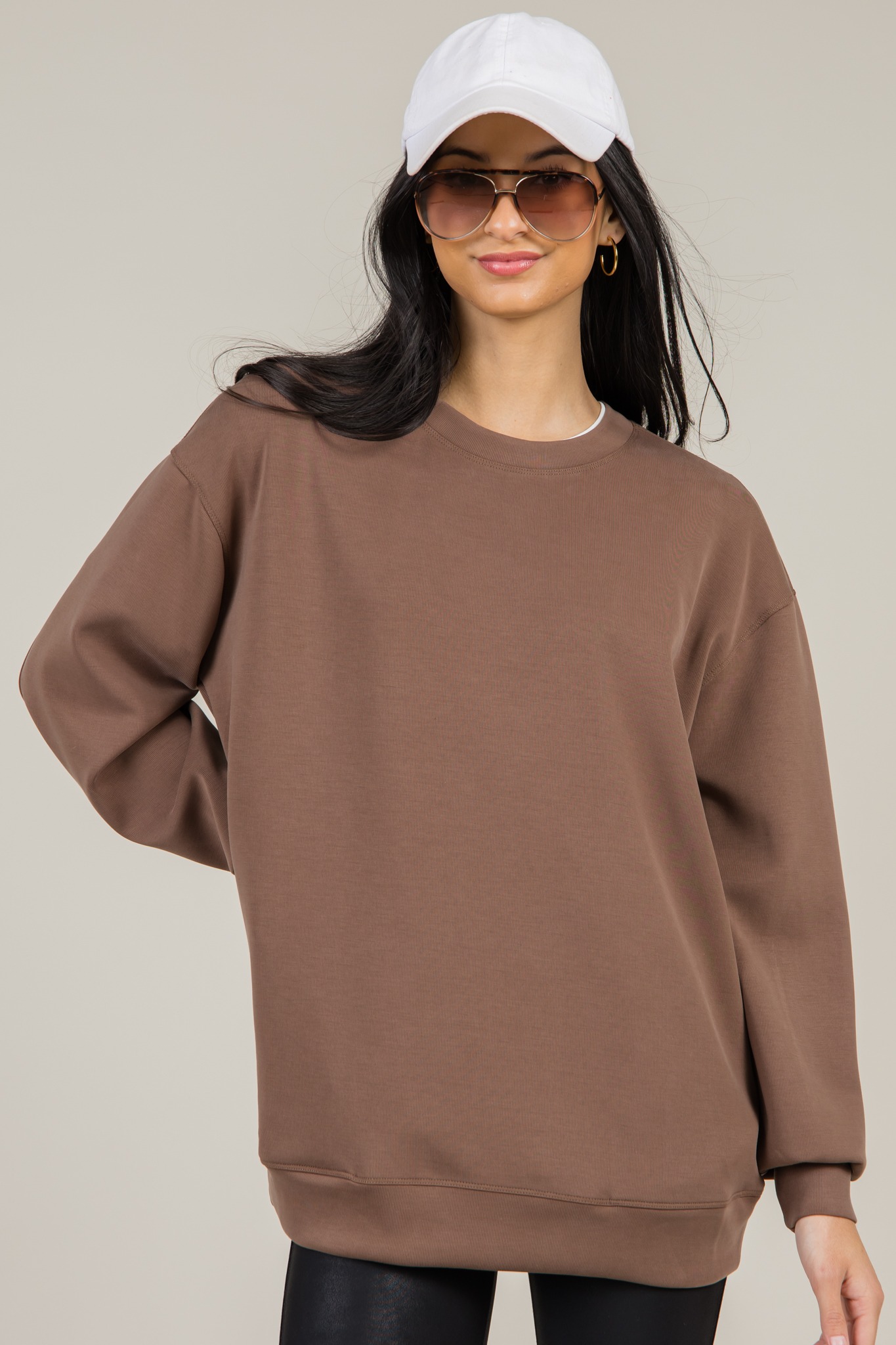 Oversized Creamy Crew Neck, Mocha - 1217-72.jpg