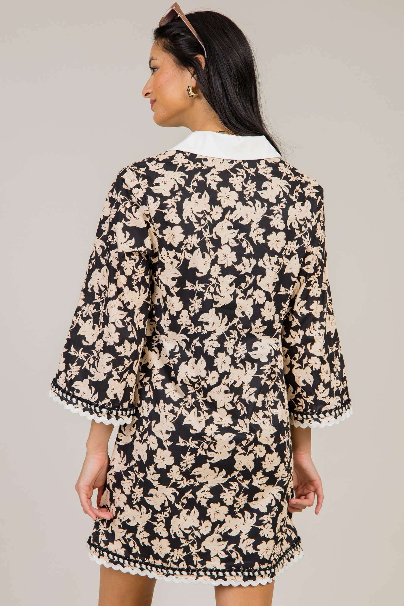 Trim Detail Floral Dress, Black - 1217-79.jpg