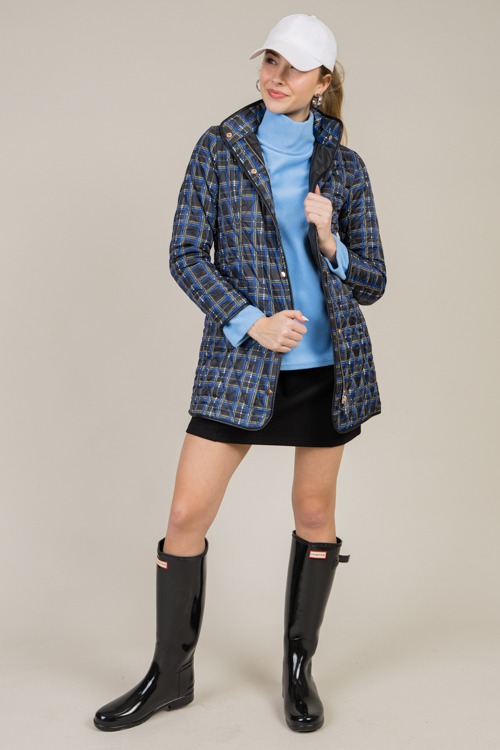 Plaid Leather Trim Jacket, Black - 1217-95.jpg