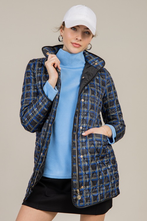 Plaid Leather Trim Jacket, Black - 1217-96.jpg