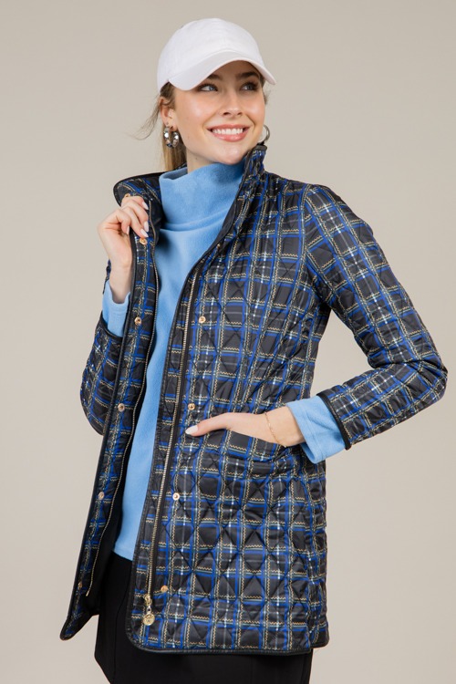 Plaid Leather Trim Jacket, Black - 1217-97.jpg