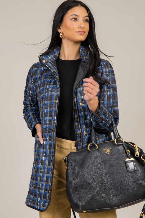 Plaid Leather Trim Jacket, Black - 1217-99.jpg