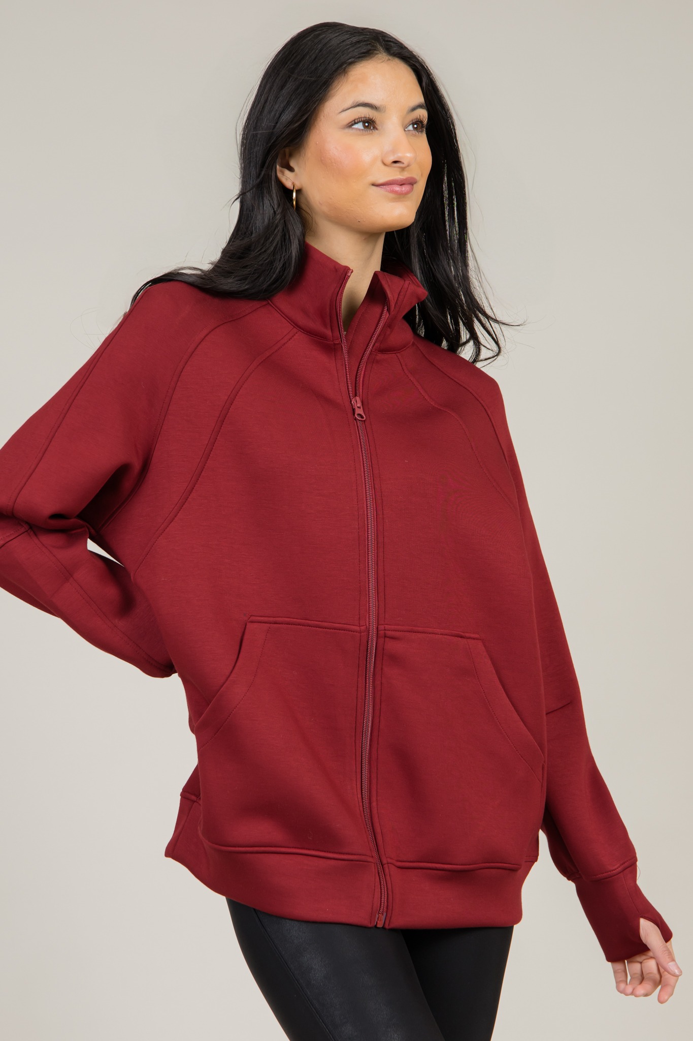 Creamy Soft Zip Tunic, Maroon