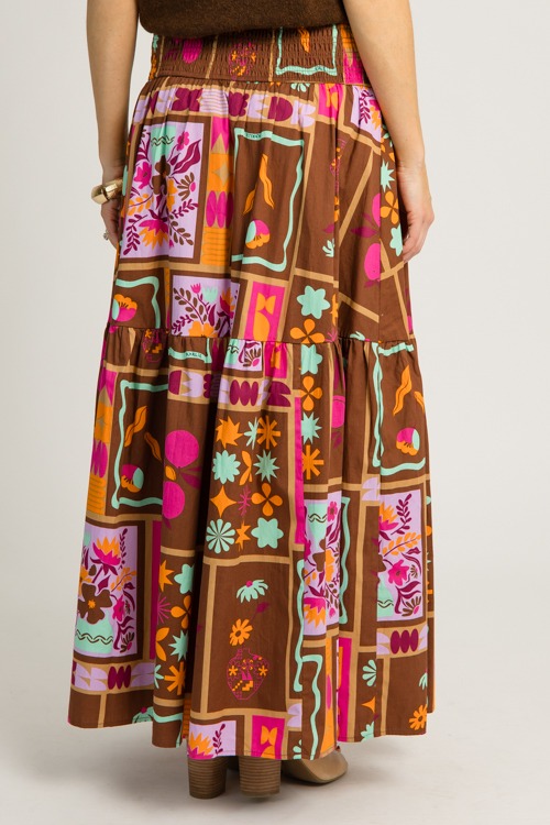 Floral Frame Maxi Skirt, Brown - 1218-11.jpg