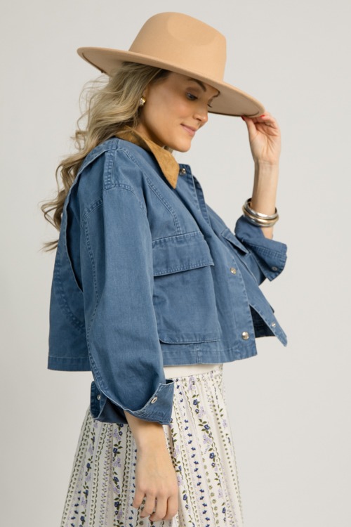 Suede Collar Jacket, Blue - 1218-118.jpg